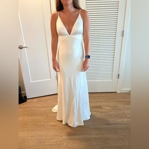 Jenny Yoo Marnie V-neck satin bridal gown size 4 New